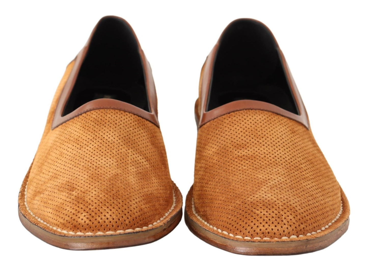 Brown Leather Perforated Men Loafers Shoes