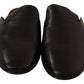 Black Leather DG Logo Slides Slippers Shoes