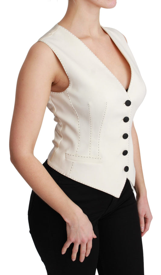 Elegant Sleeveless Wool-Silk Blend Vest