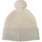 Elegant White Cashmere Beanie Hat