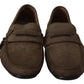 Brown Leather Flat Slip On Mocassin Shoes