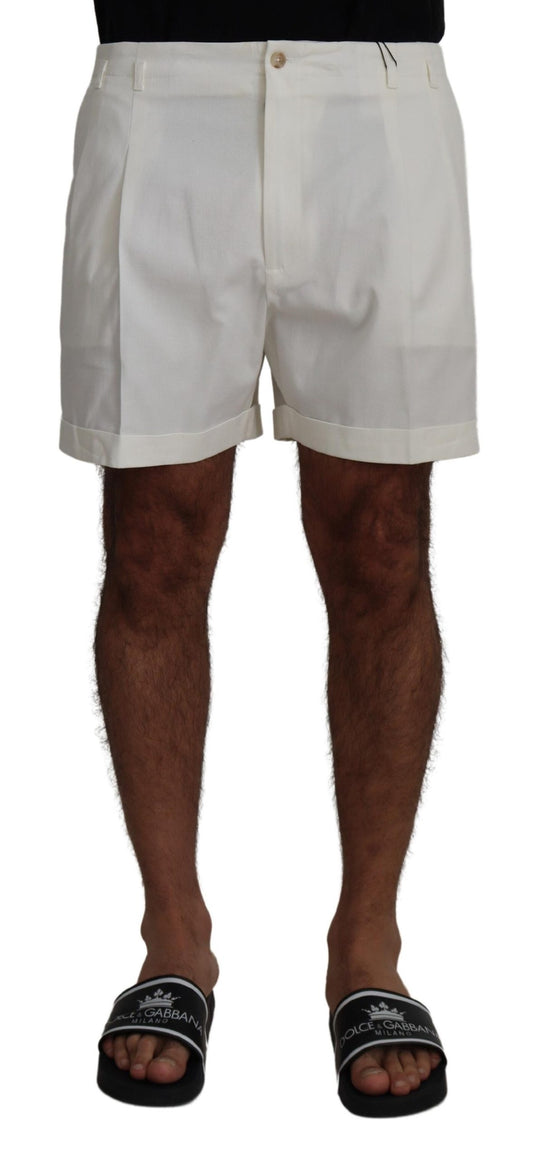 Chic White Cotton Blend Designer Shorts