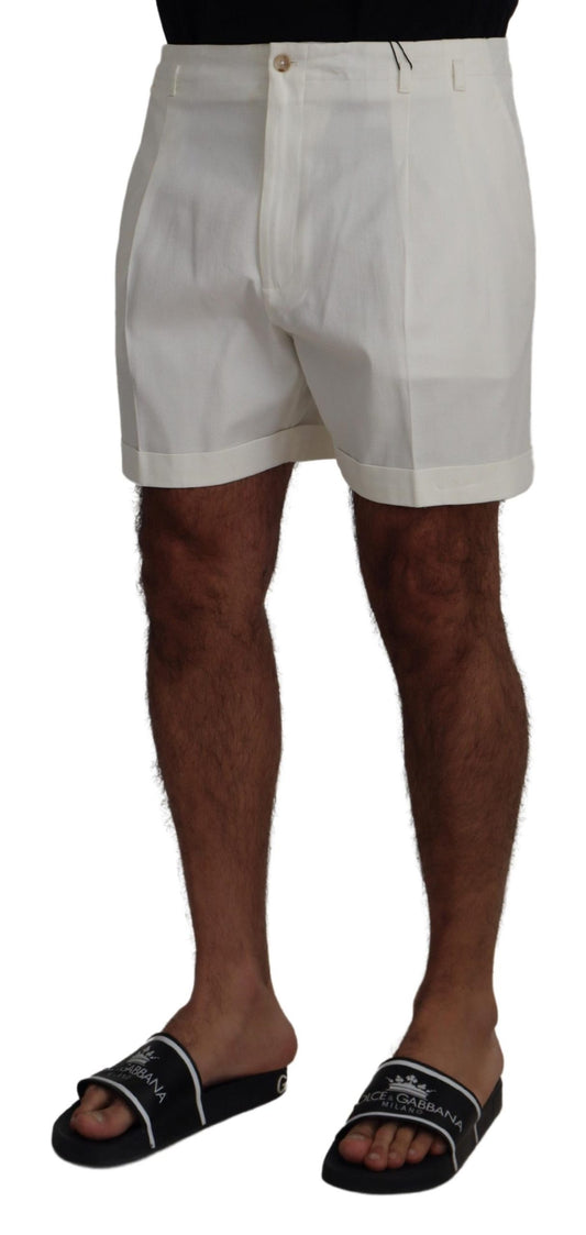 Chic White Cotton Blend Designer Shorts
