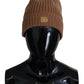 Elegant Brown Cashmere Beanie Hat