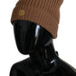 Elegant Brown Cashmere Beanie Hat