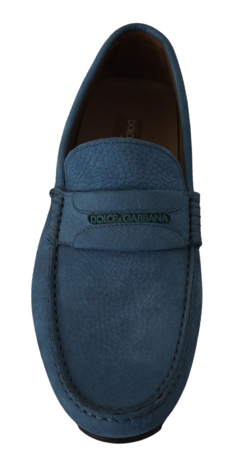 Blue Leather Flat Slip On Mocassin Shoes