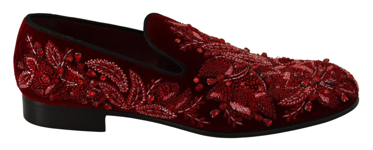 Shoes Red Velvet Crystal Slip On Loafer
