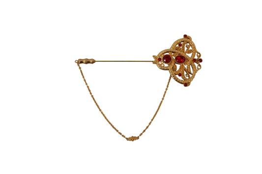 Elegant Crystal-Embellished Gold Lapel Pin