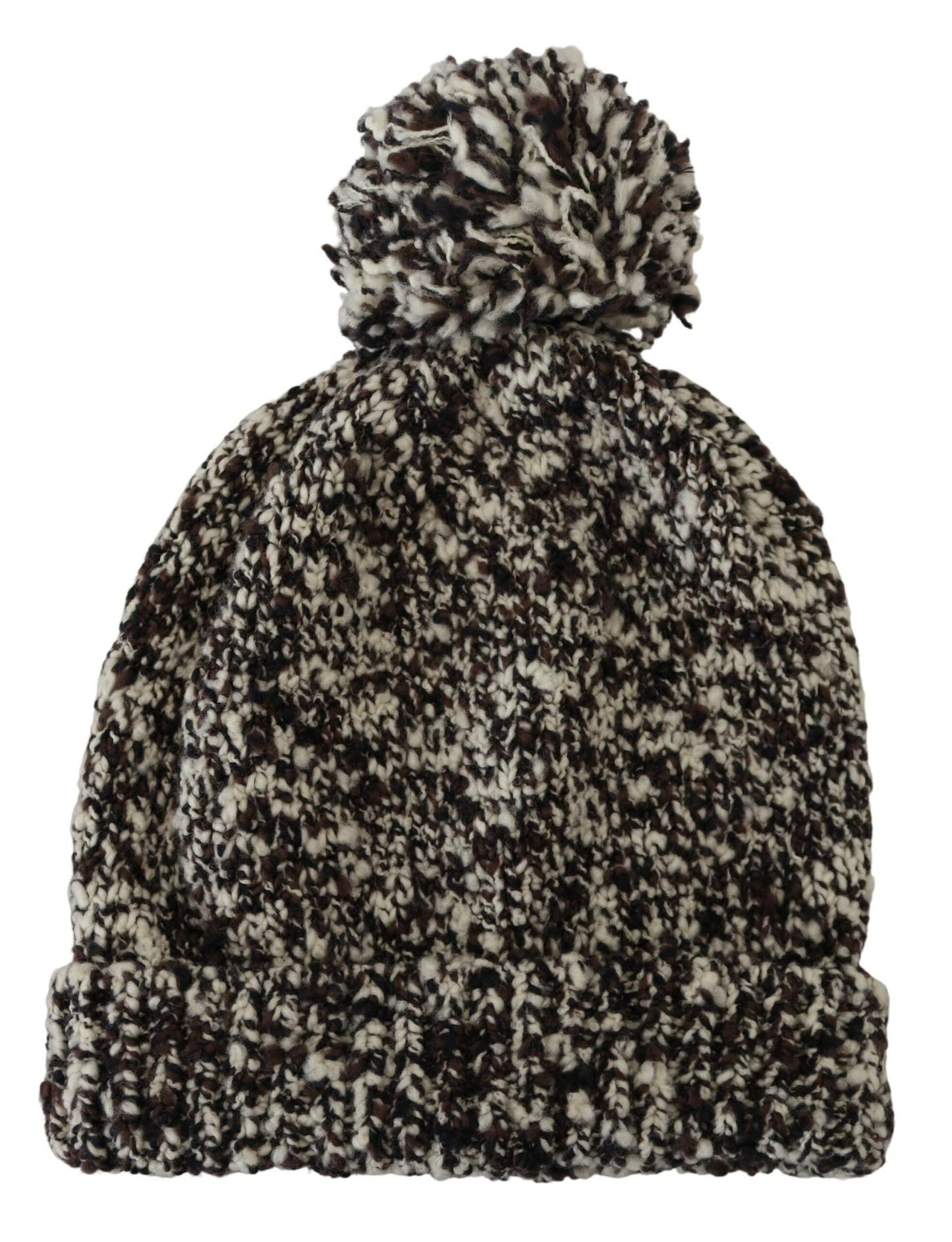 Multicolor Knit Beanie with Fur Pom