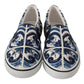 Blue Majolica Print Slip On Canvas Loafer Shoes