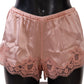 Elegant Powder Pink Silk Lace Lingerie Shorts