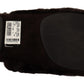 Black Suede Faux Fur Flats Slides Slipper Shoes