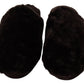 Black Suede Faux Fur Flats Slides Slipper Shoes