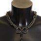 Elegant Silver Tone DG Crystal Charm Necklace