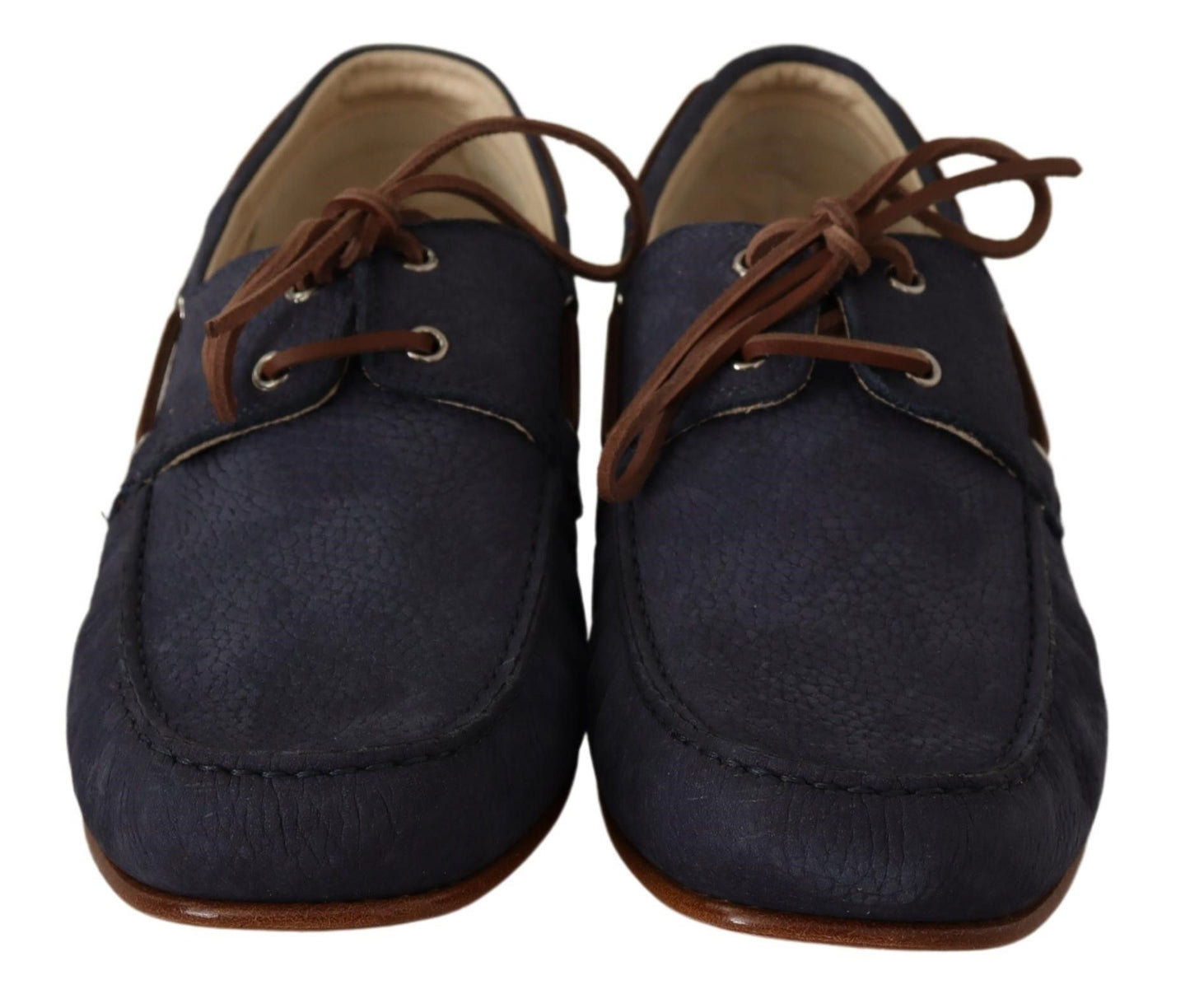 Blue Leather Lace Up Men Casual Boat Shoes