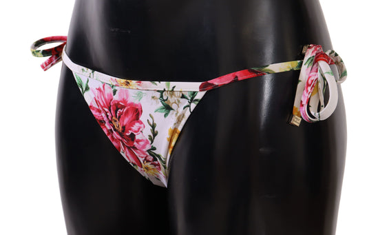 Chic Floral Print Bikini Bottom with Drawstrings