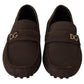 Brown Leather Flat Slip On Mocassin  Shoes