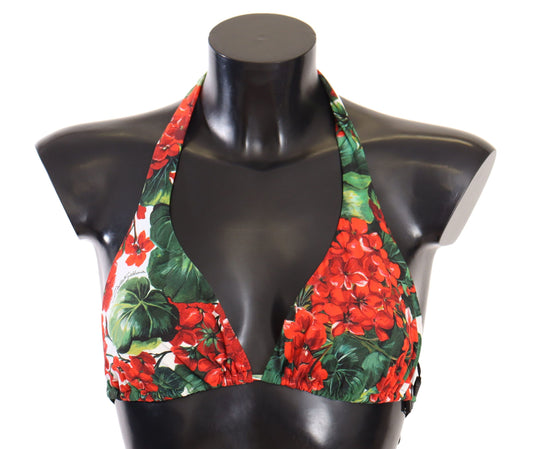 Red Floral Print Bikini Top