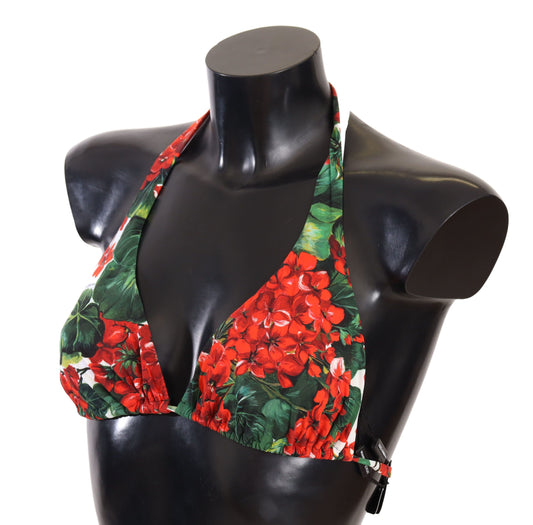 Red Floral Print Bikini Top