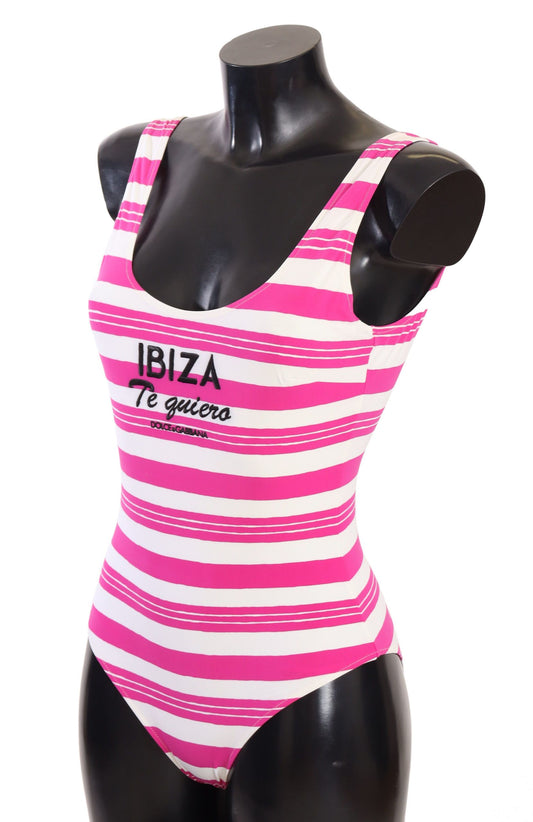 Pink Stripe Ibiza Print Swimsuit