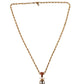 Gold Tone Brass Logo Charm Necklace