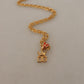 Gold Tone Brass Logo Charm Necklace