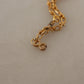Gold Tone Brass Logo Charm Necklace