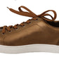 Gold Leather Mens Casual Sneakers