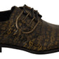 Green Animal Pattern Leather Derby Shoes