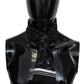 Black Patterned DG Logo Skinny Wrap Silk Scarf