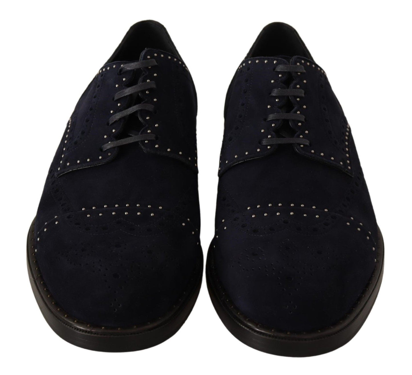 Blue Suede Leather Derby Studded Shoes