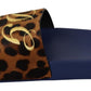 Blue Brown Leopard Logo Rubber Slides Slippers Shoes