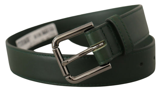 Army Green Leather Logo Metal Waist Buckle Belt