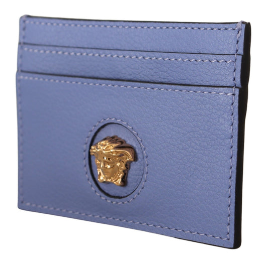Elegant Light Blue Calf Leather Card Holder