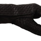 Black Lambskin Leather Woven Gloves