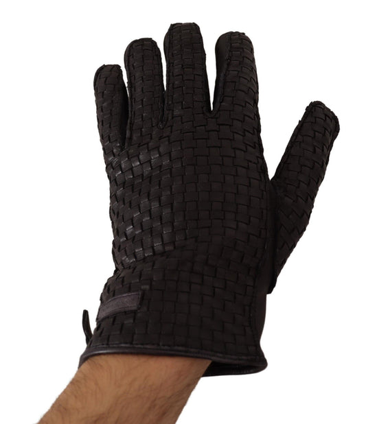 Sleek Black Leather Cashmere-Lined Gloves