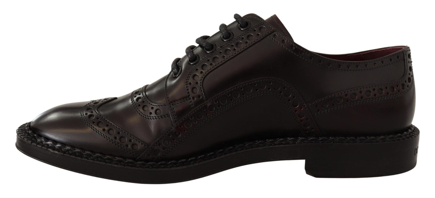 Purple Derby Perforated Embossed Crown Shoes