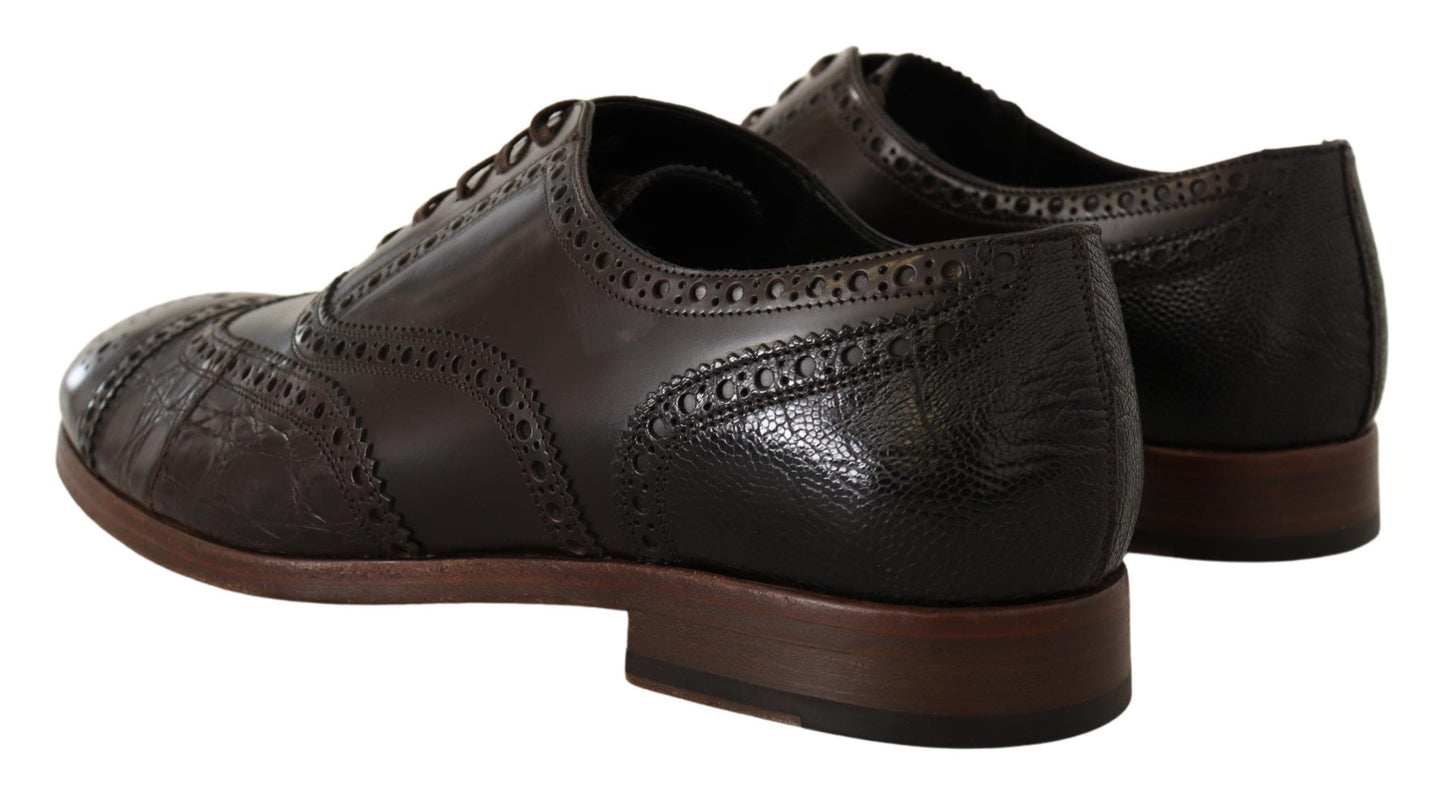 Brown Leather Brogue Wing Tip Dress  Shoes