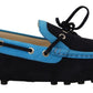 Blue Suede Leather Boat Lace Up Loafer Shoes