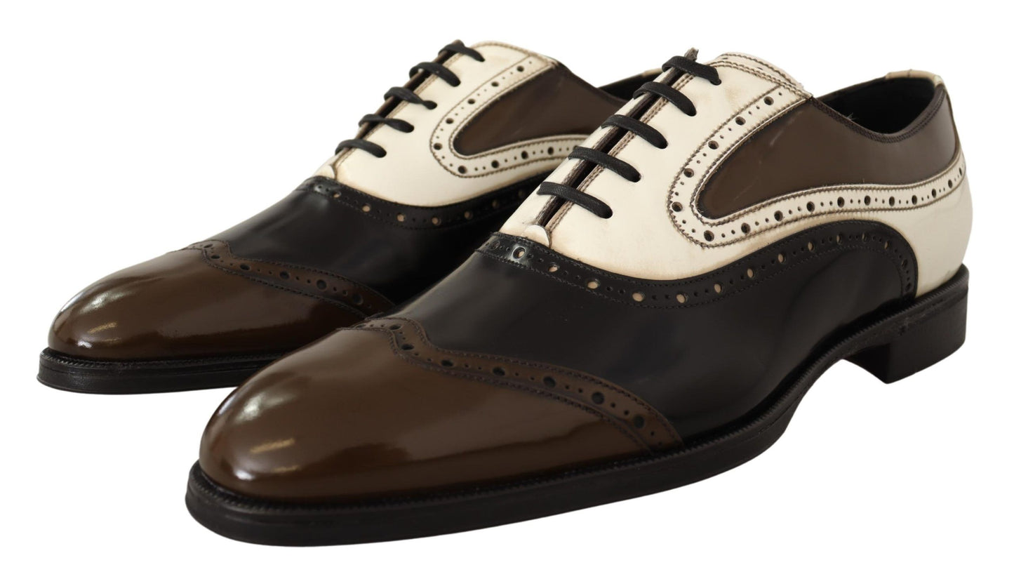Brown Leather Brogue Derby Dress Men Shoes