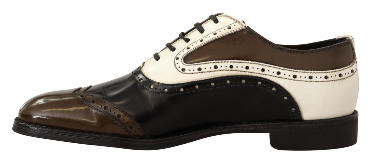 Brown Leather Brogue Derby Dress Men Shoes