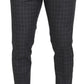 Grey Cotton Checkered Chino Pants