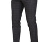 Grey Cotton Checkered Chino Pants