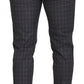 Grey Cotton Checkered Chino Pants