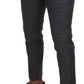 Grey Cotton Checkered Chino Pants
