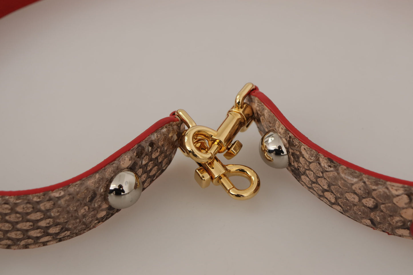 Chic Brown Python Leather Bag Strap
