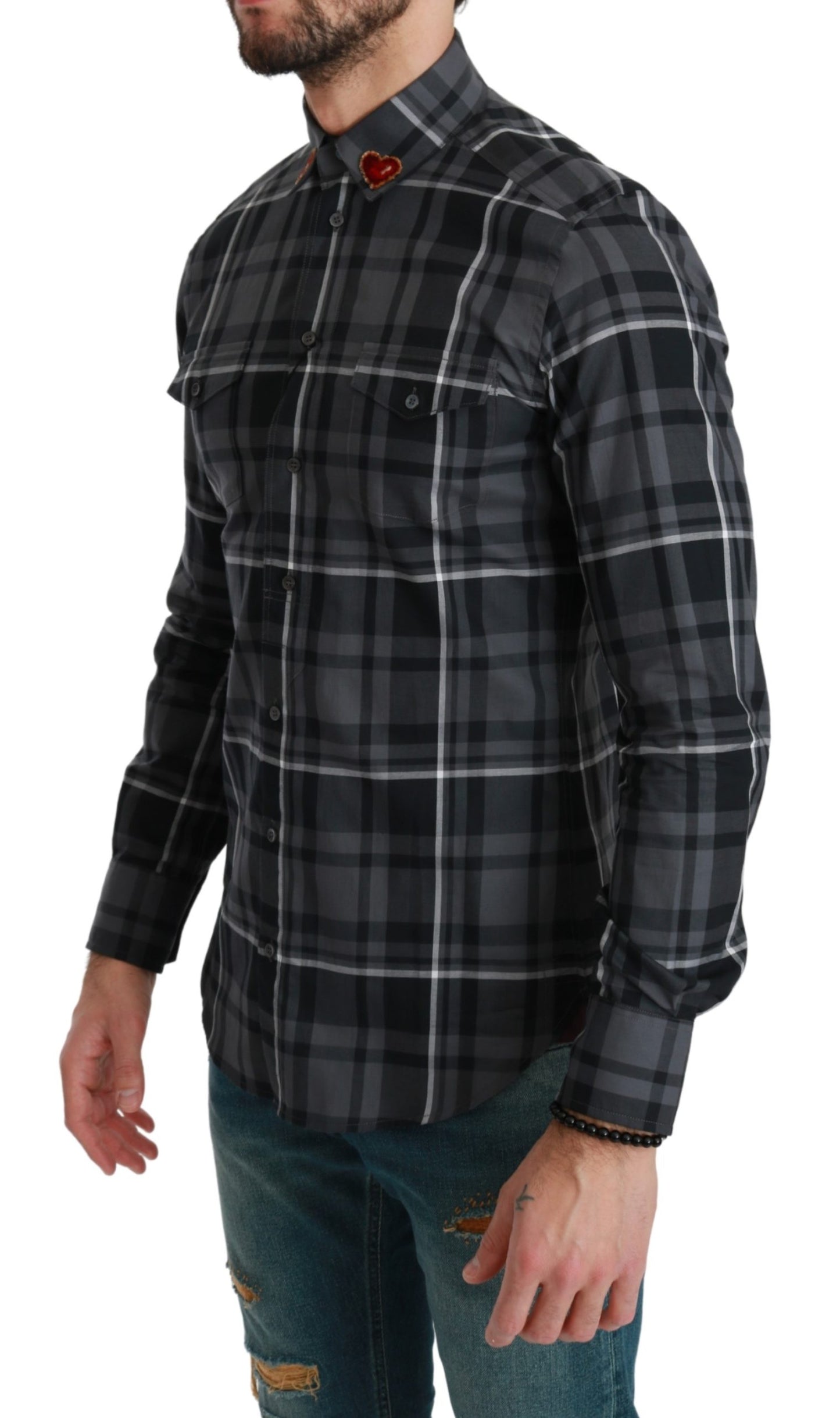 Gray Plaid Casual Cotton MARTINI Shirt