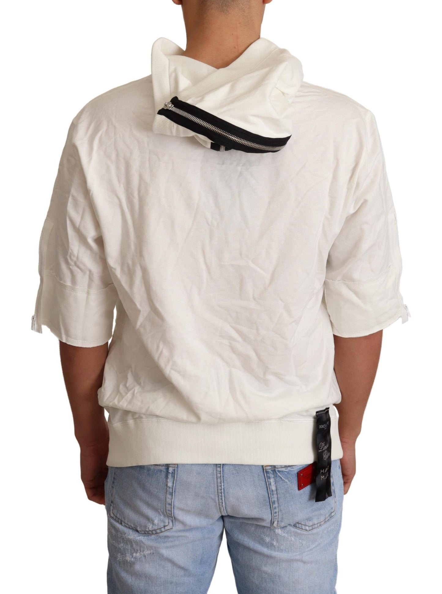 Exquisite Off-White Cotton Hooded Sweater