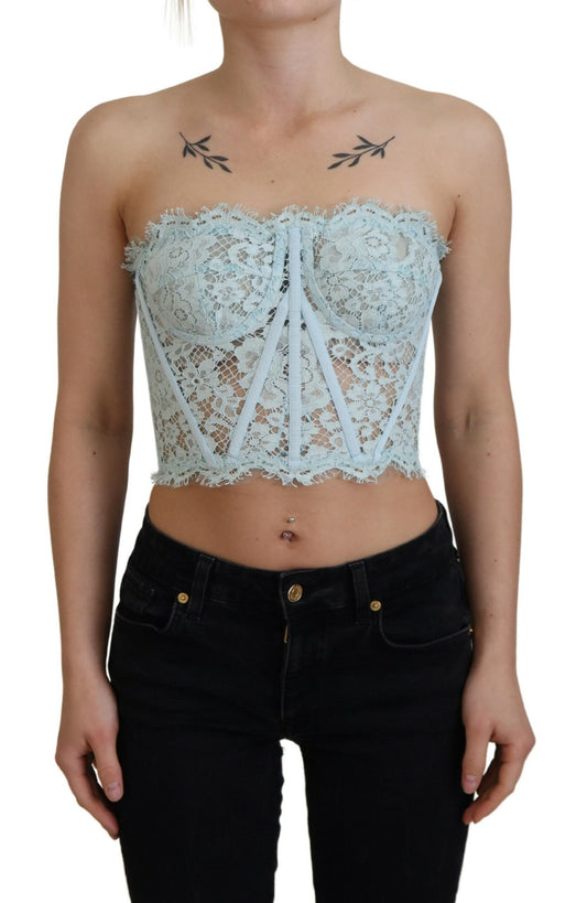 Elegant Lace-Trimmed Strapless Cropped Top