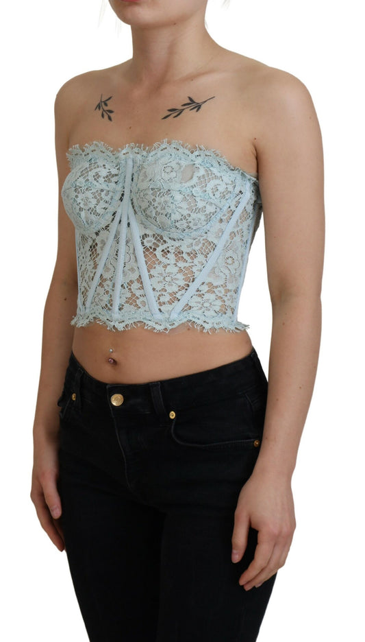 Elegant Lace-Trimmed Strapless Cropped Top